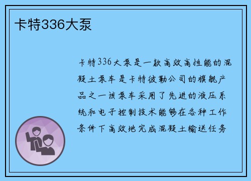 卡特336大泵